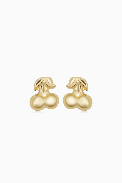 14K Yellow Gold Amarena Cherry Studs
