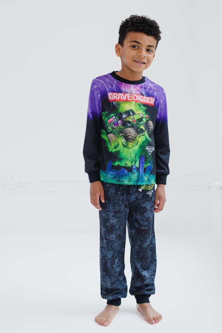 2-Piece Pajama Top and Pants Set, Alternate, color, Grave Digger Purple