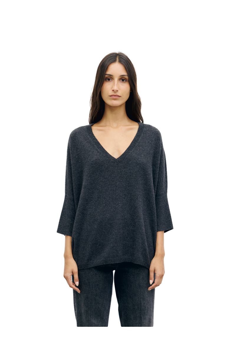 Resa 100% Cashmere V-Neck Sweater, Main, color, Charcoal