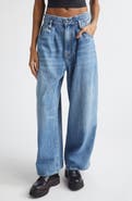 R13 Pleated Waistband Wide Leg Jeans