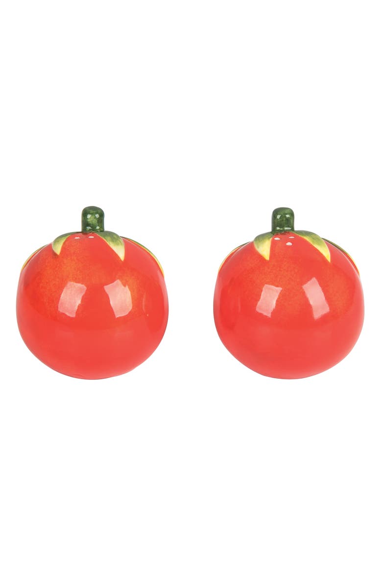 Red Tomato Salt & Pepper Shakers Set of 2 Spring Summer Dining Decor, Alternate, color, Red