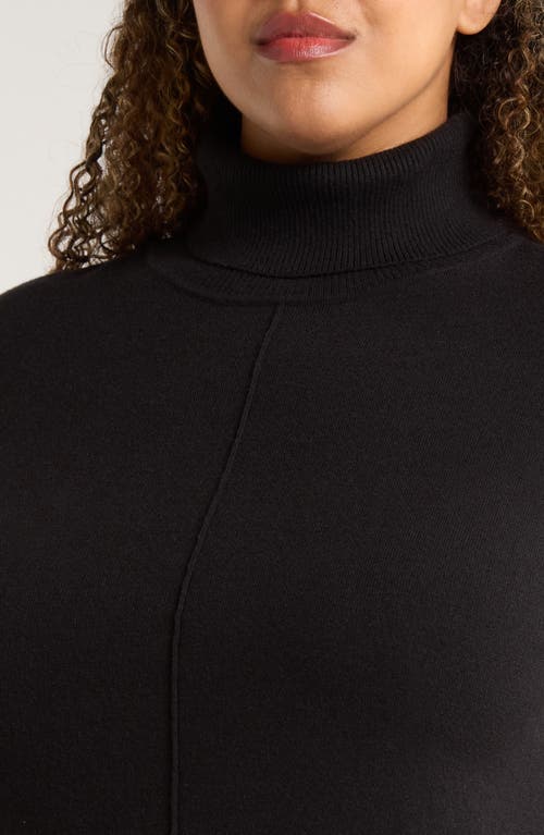 Jones New York Turtleneck Seam Front Bouclé Sweater In Black