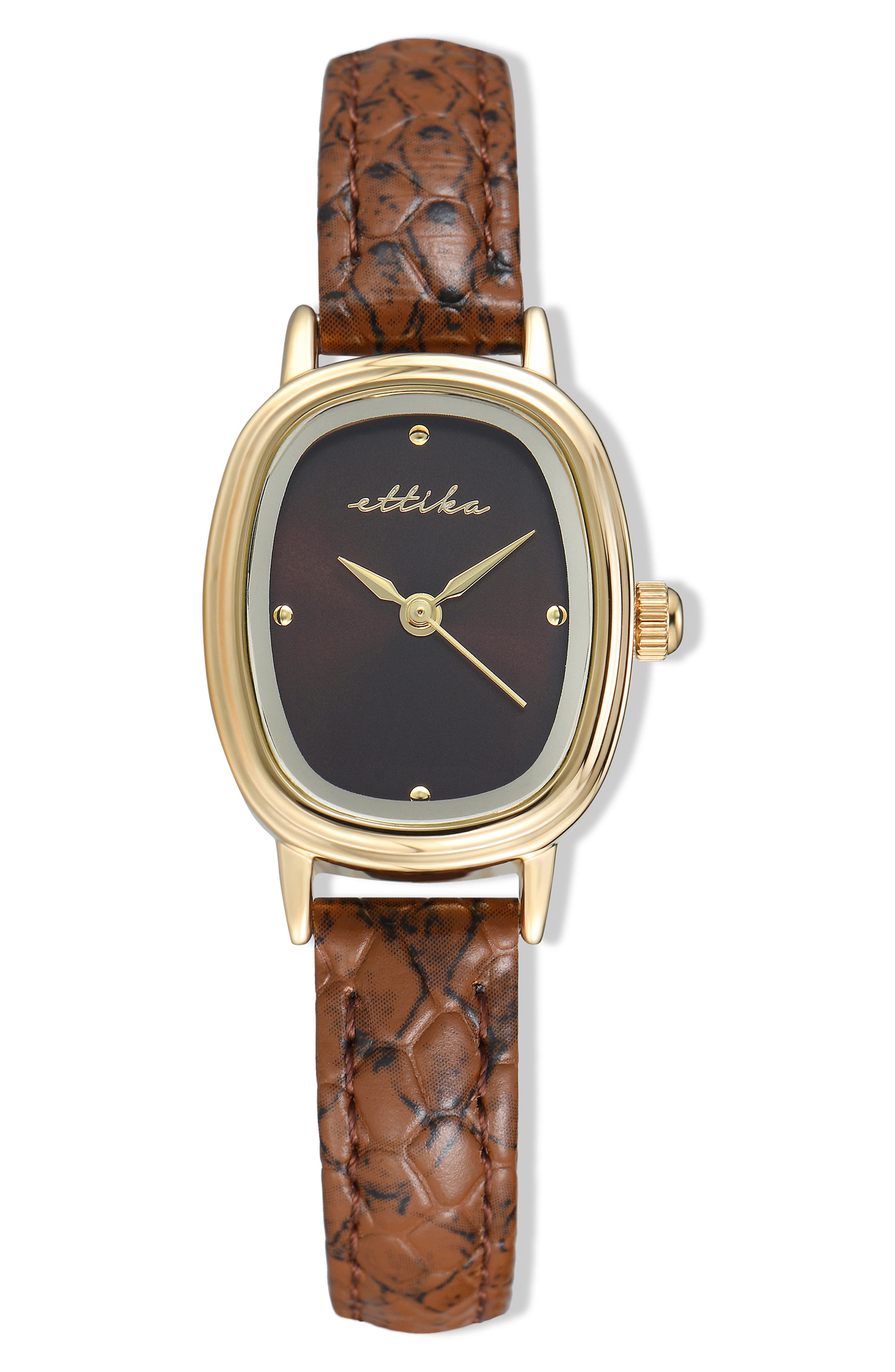 Square Case Leather Strap Watch