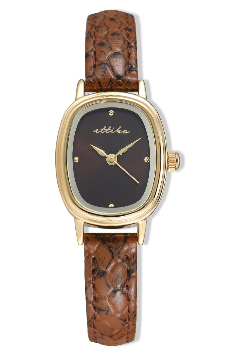 Square Case Leather Strap Watch, Main, color, CHOCOLATE