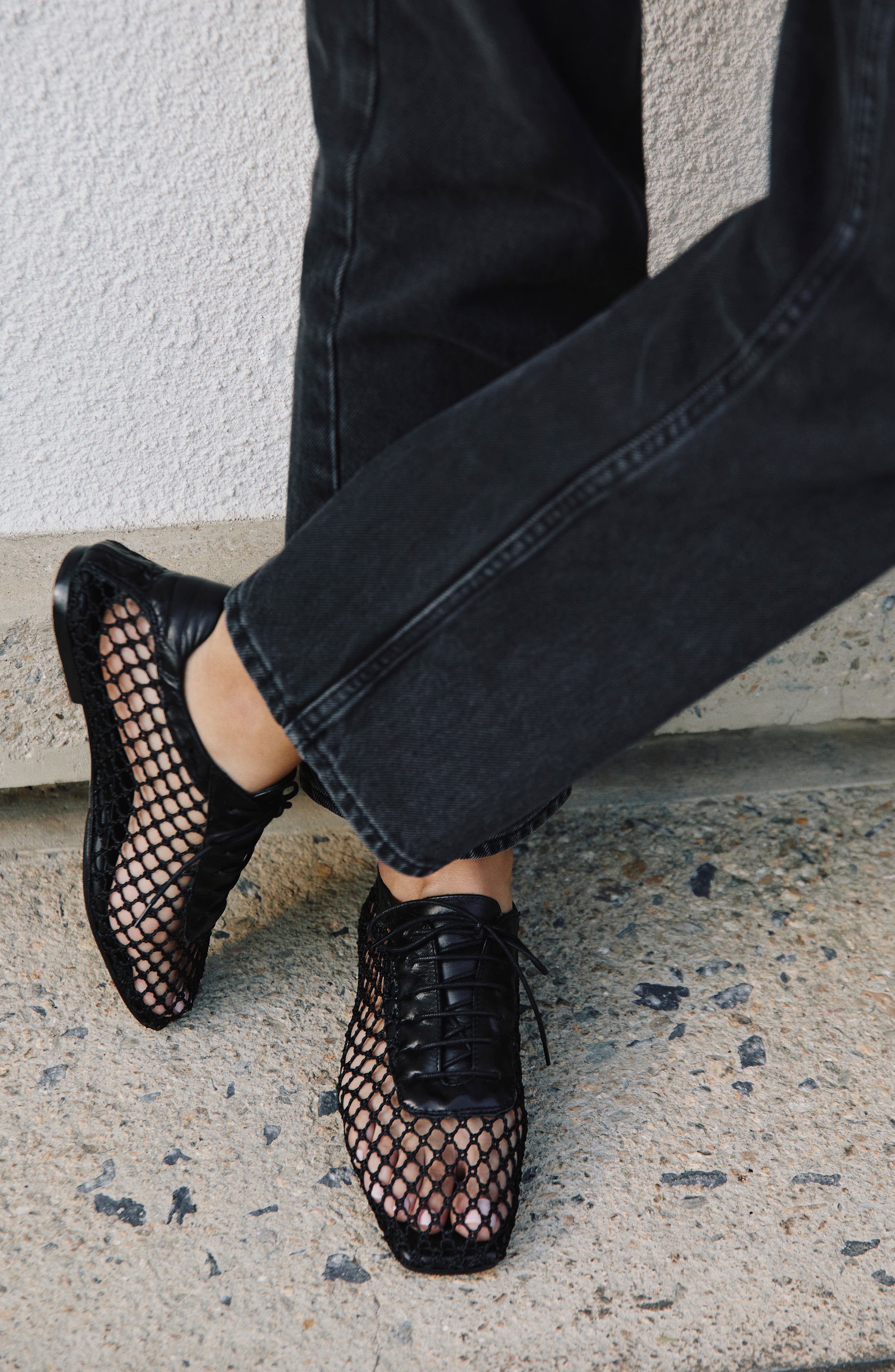 Antonia Mesh Flat, Alternate, color, black