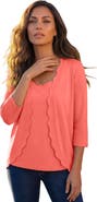 Roaman's Scalloped Cardigan And Tank Set