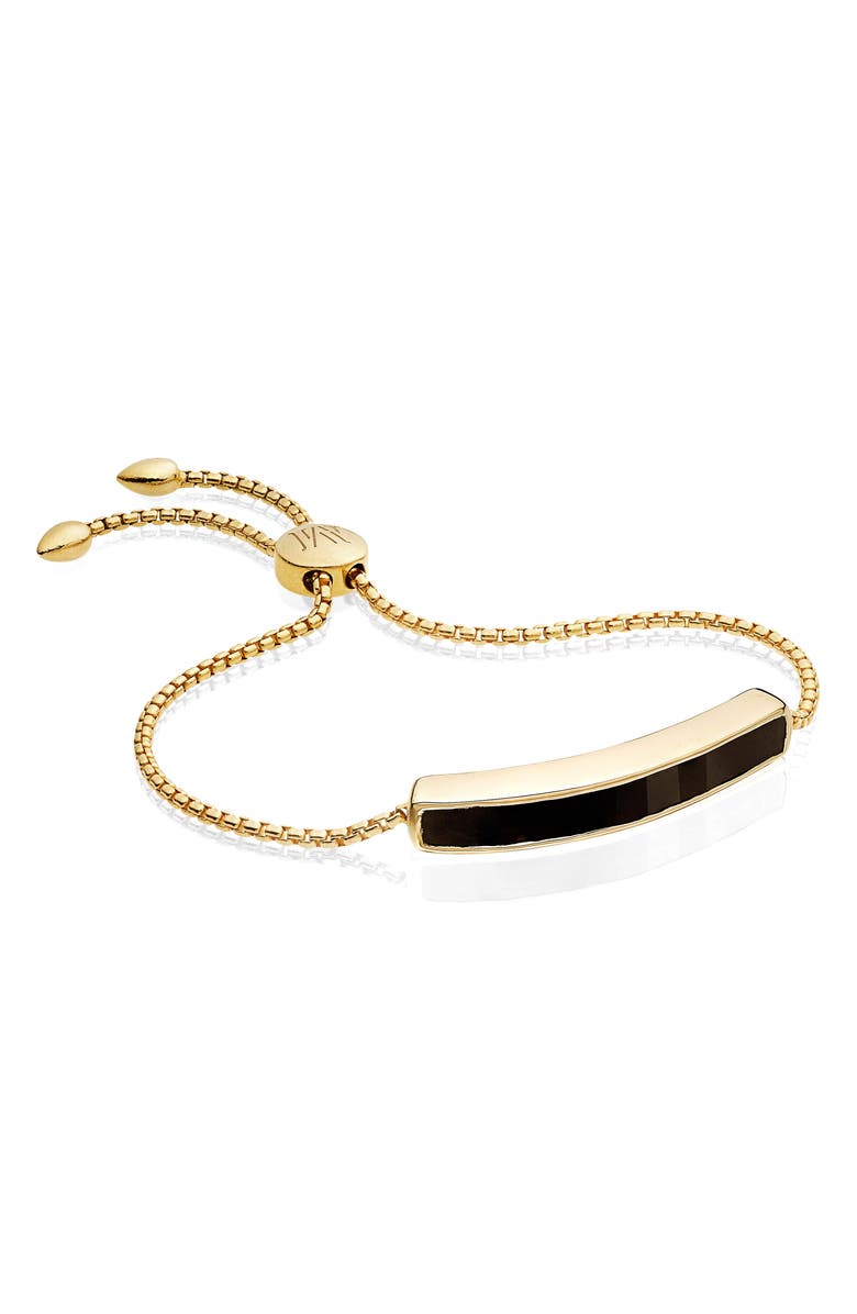 Monica Vinader Engravable Baja Stone Bracelet, Alternate, color, Yellow Gold/ Black Onyx