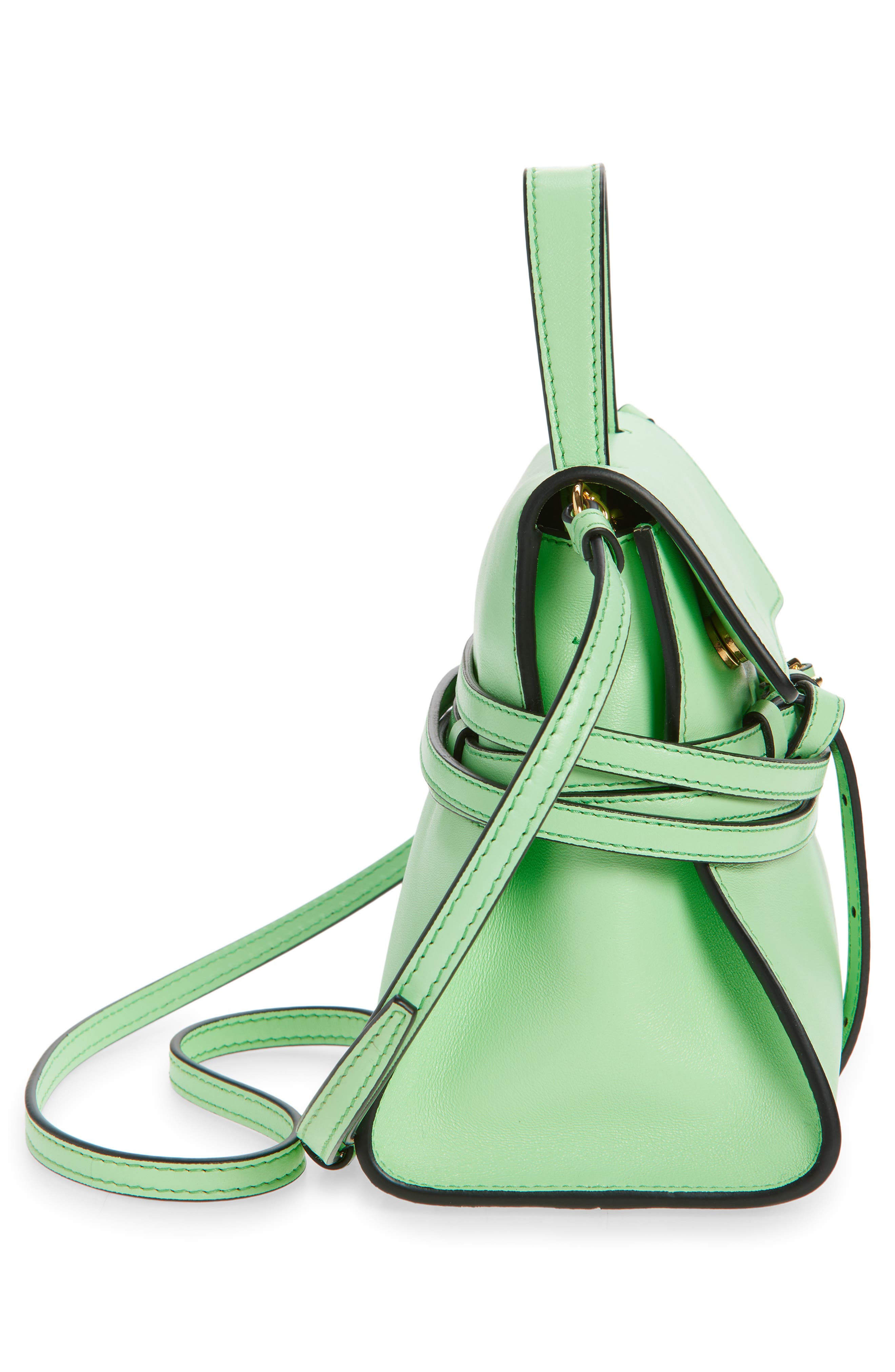 Moschino Small Tie Me Leather Top Handle Bag, Alternate, color, 822 Pistachio