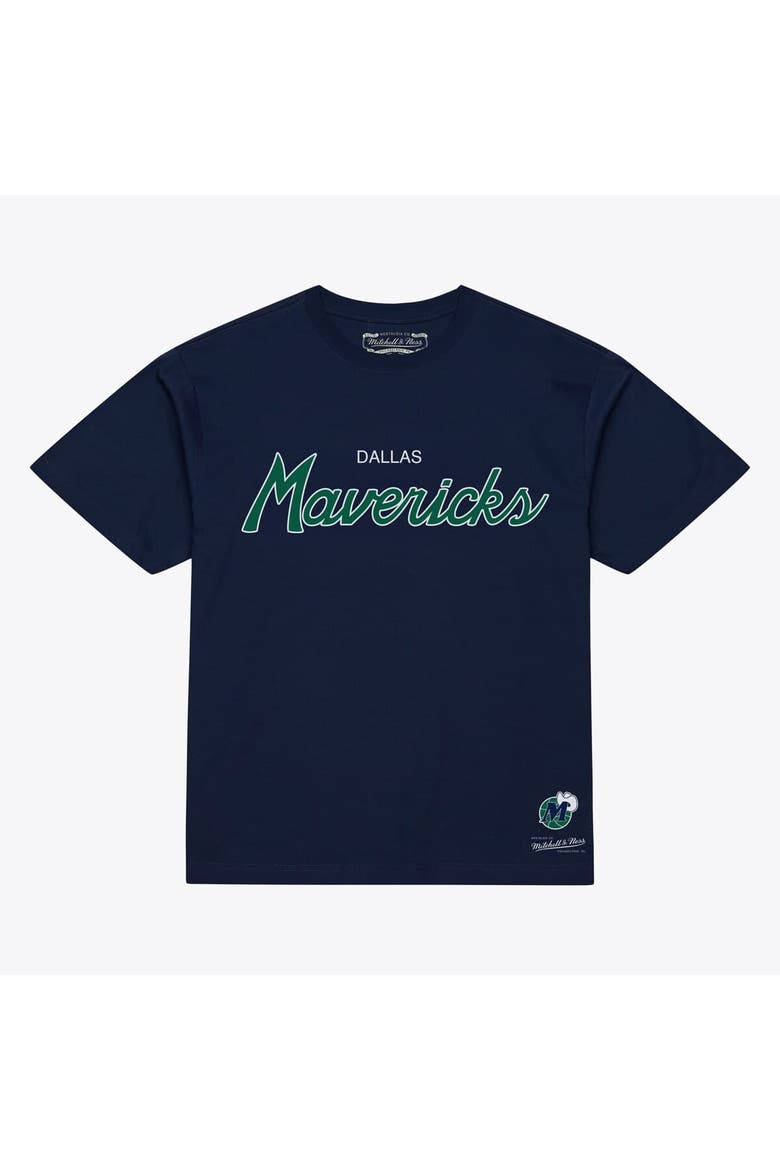 Men's Mitchell & Ness Navy Dallas Mavericks Vintage Wordmark T-Shirt, Main, color, Navy