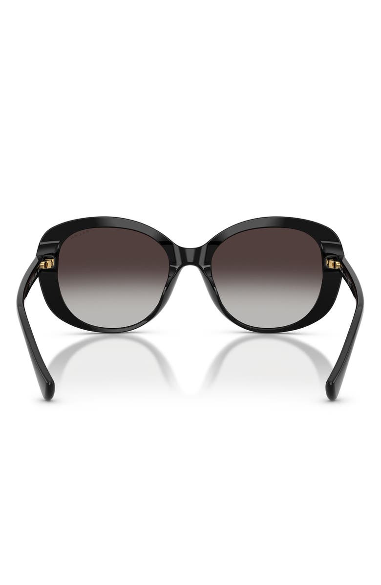 RALPH 56mm Gradient Round Sunglasses, Alternate, color, Shiny Black / Gradient Grey