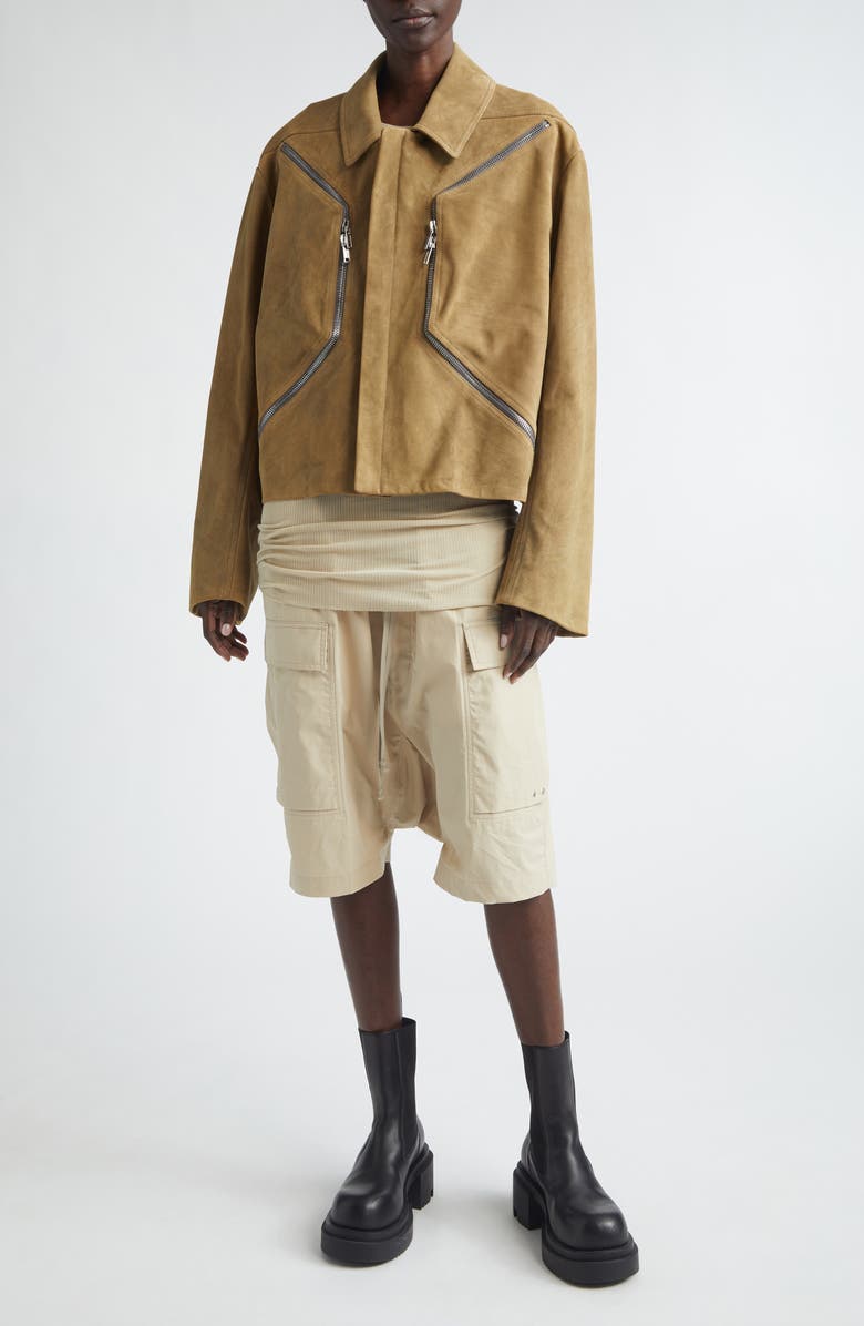 Rick Owens Temple Heizer Mac Suede Jacket, Alternate, color, Sumi Brown