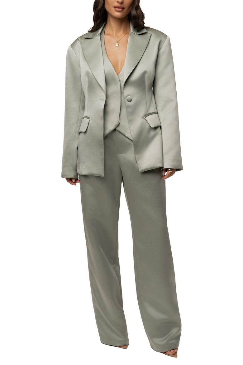 Victoria Satin Blazer, Alternate, color, Sage