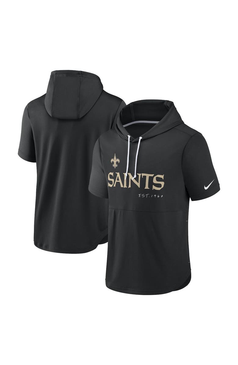 Nike Men's Nike Black New Orleans Saints Short Sleeve Pullover Hoodie, Main, color,