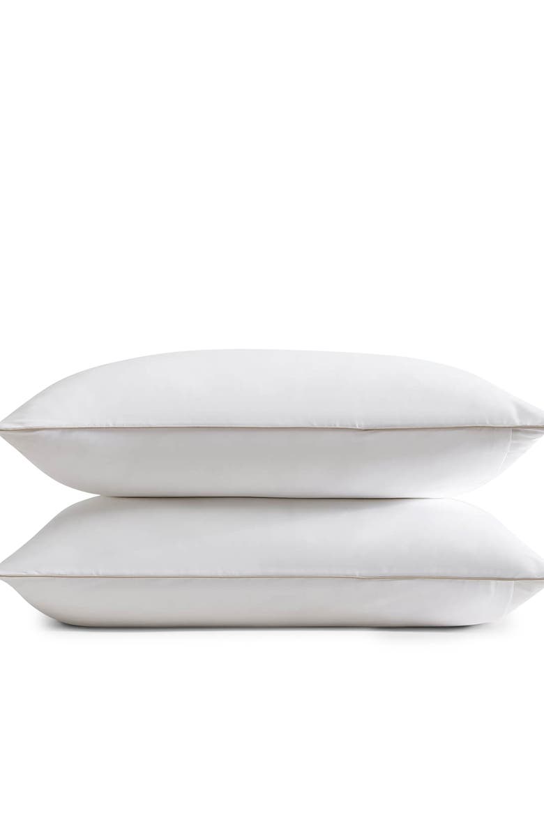 Sunday Citizen Set of 2 Contrast Piping Shams, Alternate, color, White / Taupe