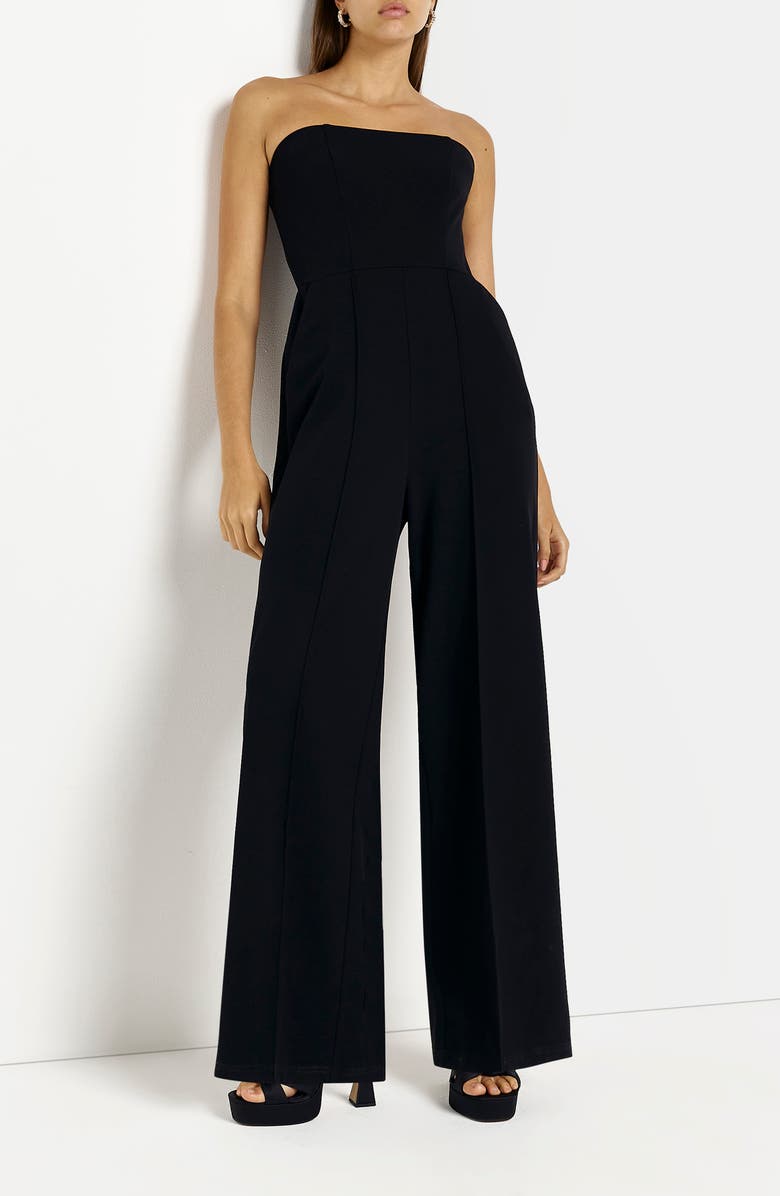 River Island Strapless Wide Leg Jumpsuit, Alternate, color,