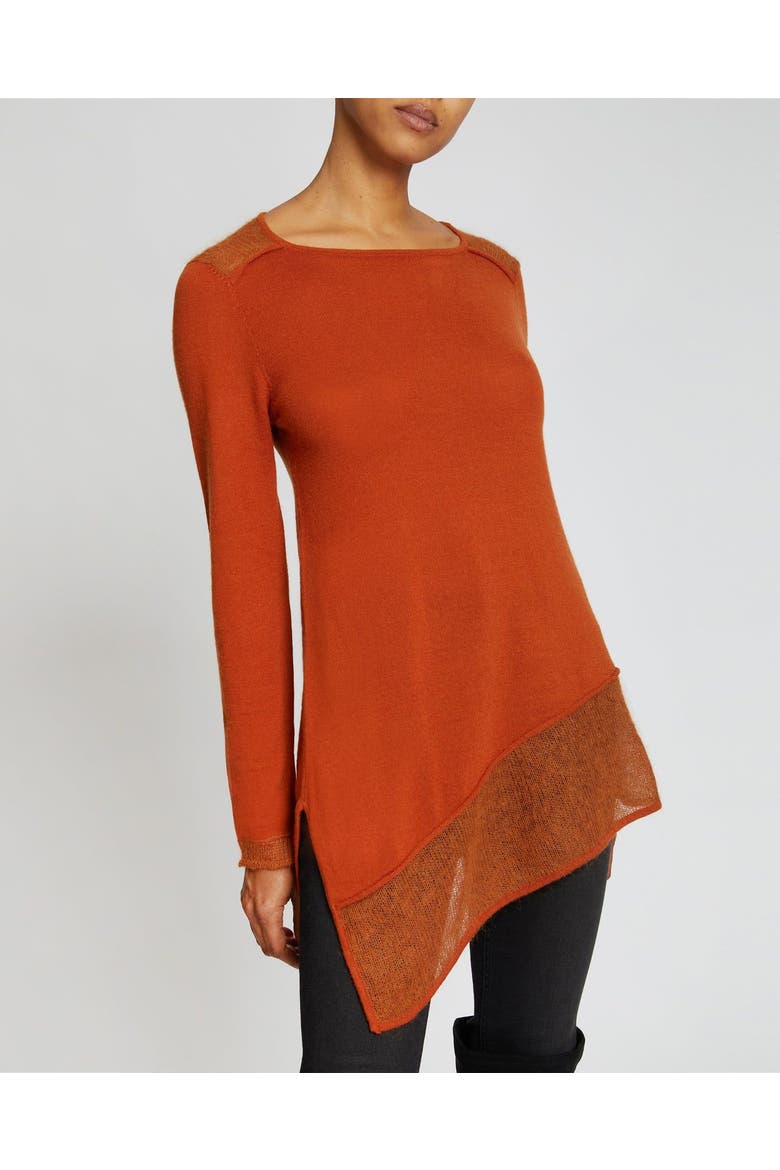Wella Asymmetrical Knit Sweater In Merino Wool, Alternate, color, SEDONA ORANGE