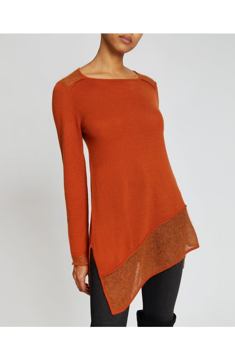 Santorelli Wella Asymmetrical Knit Sweater In Merino Wool, Alternate, color, Sedona Orange