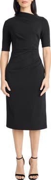 Maggy London Ruched Midi Sheath Dress