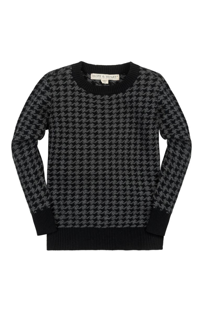Hope & Henry Baby Boys' Organic Intarsia Crew Neck Sweater, Infant, Main, color, Black And Charcoal Houndstooth