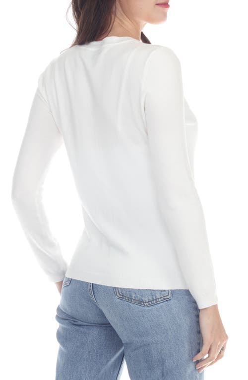 RAIN AND ROSE RAIN AND ROSE CREWNECK BUTTON-UP KNIT TOP 