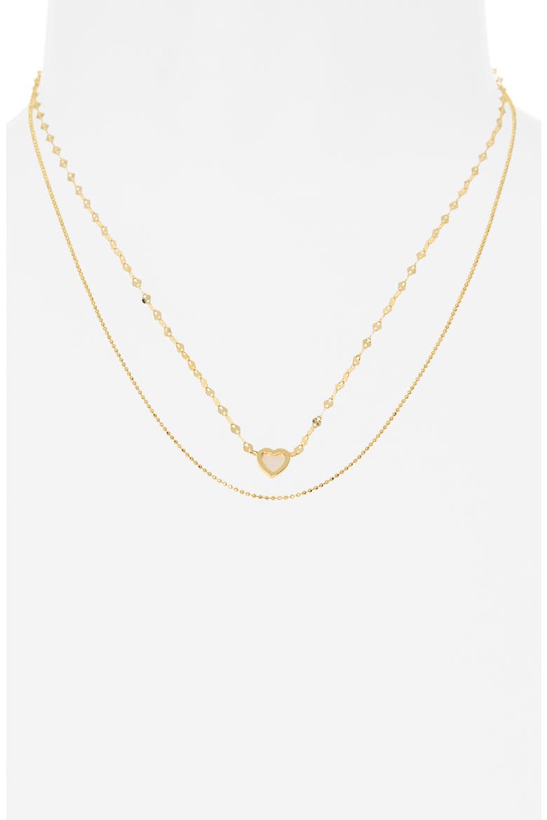 Mother-of-Pearl Pendant & Ball Chain Layered Necklace, Alternate, color, GOLD