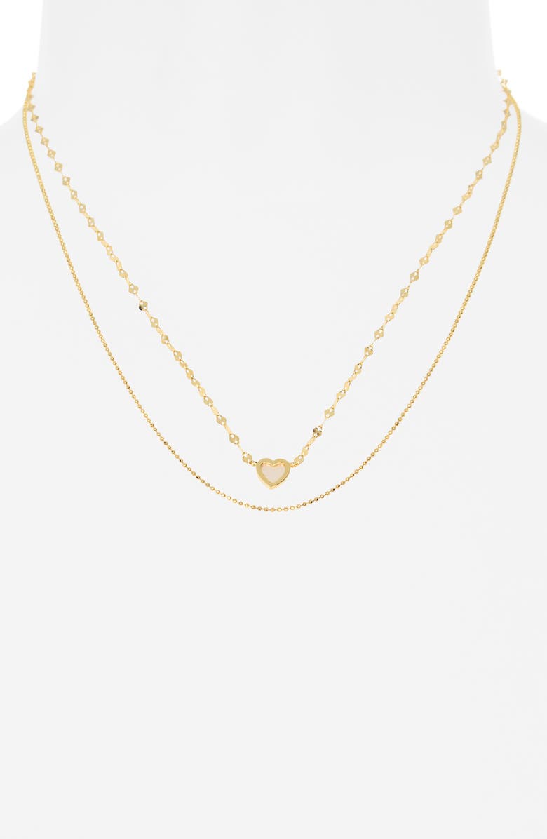 Argento Vivo Sterling Silver Mother-of-Pearl Pendant & Ball Chain Layered Necklace, Alternate, color, Gold