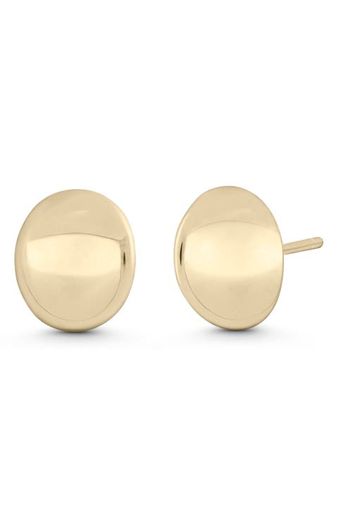 14k Gold Oval Stud Earrings