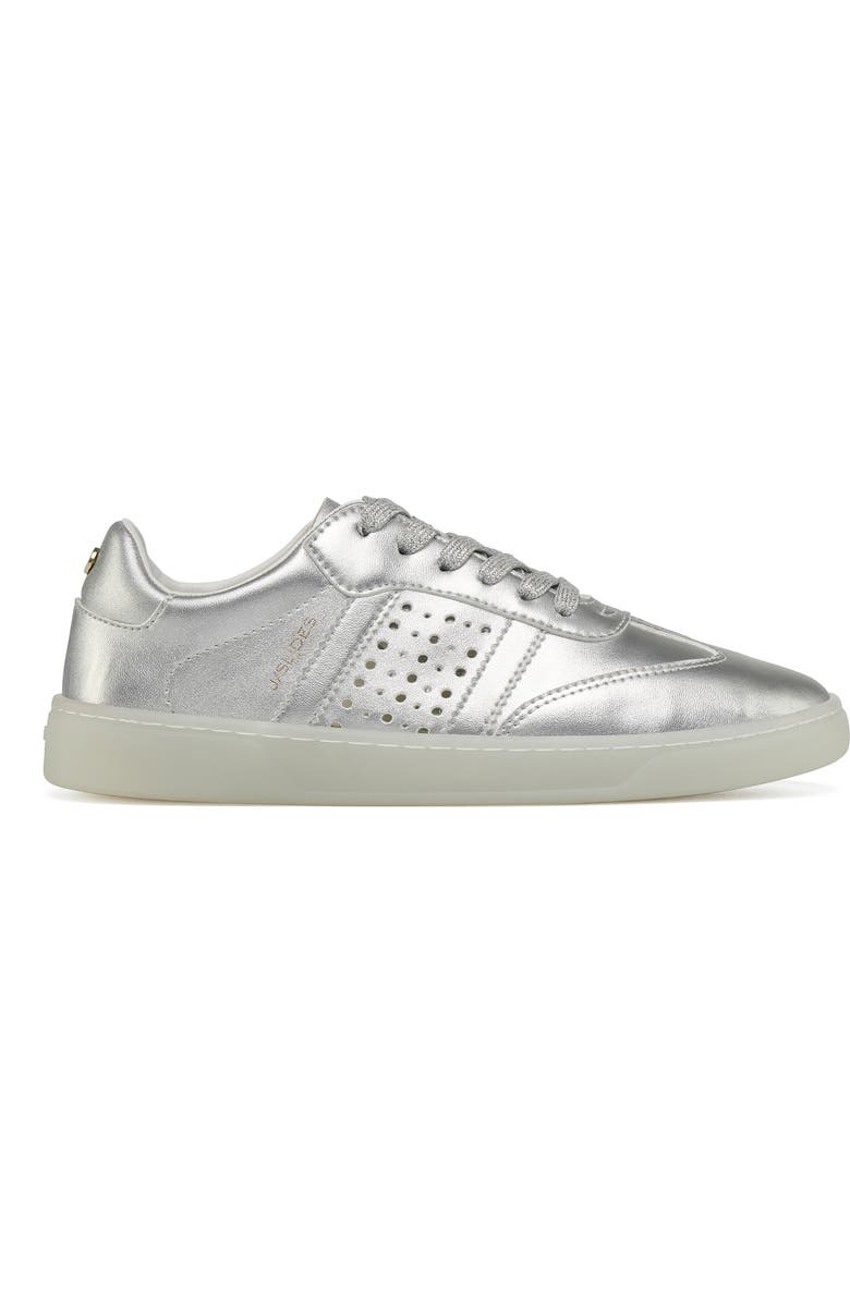 JSlides Hunter Leather Sneaker, Alternate, color, Silver