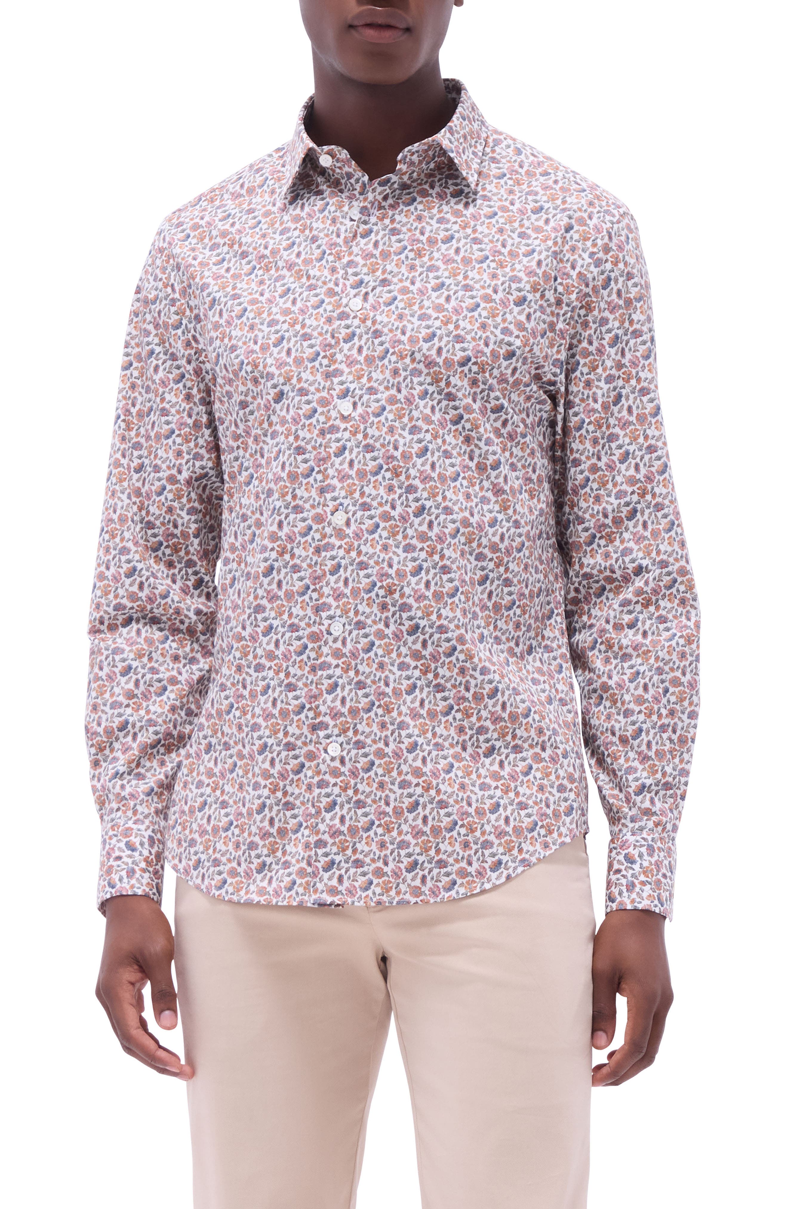 Bugatchi Julian Shaped Fit Floral Stretch Cotton Button-Up Shirt