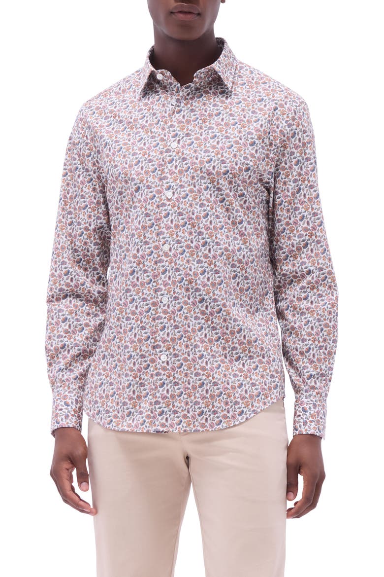 Julian Shaped Fit Floral Stretch Cotton Button-Up Shirt, Main, color, JAFFA