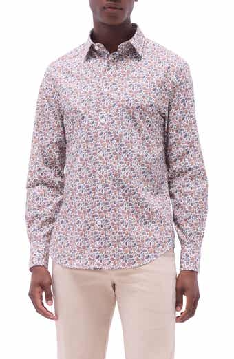 Julian Shaped Fit Floral Stretch Cotton Button-Up Shirt