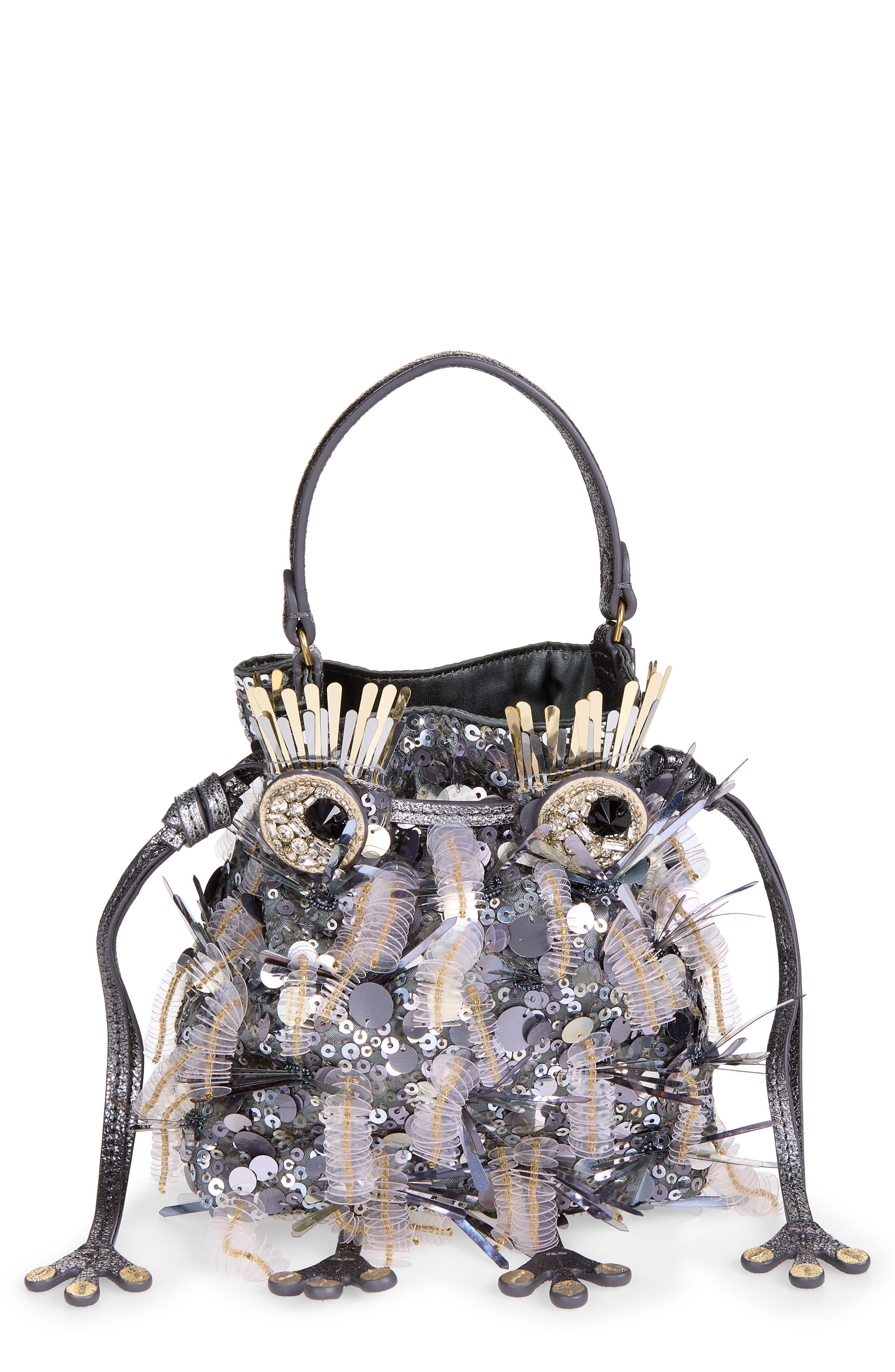 Creature Embellished Suede Crossbody Bag, Main, color, ANTHRACITE