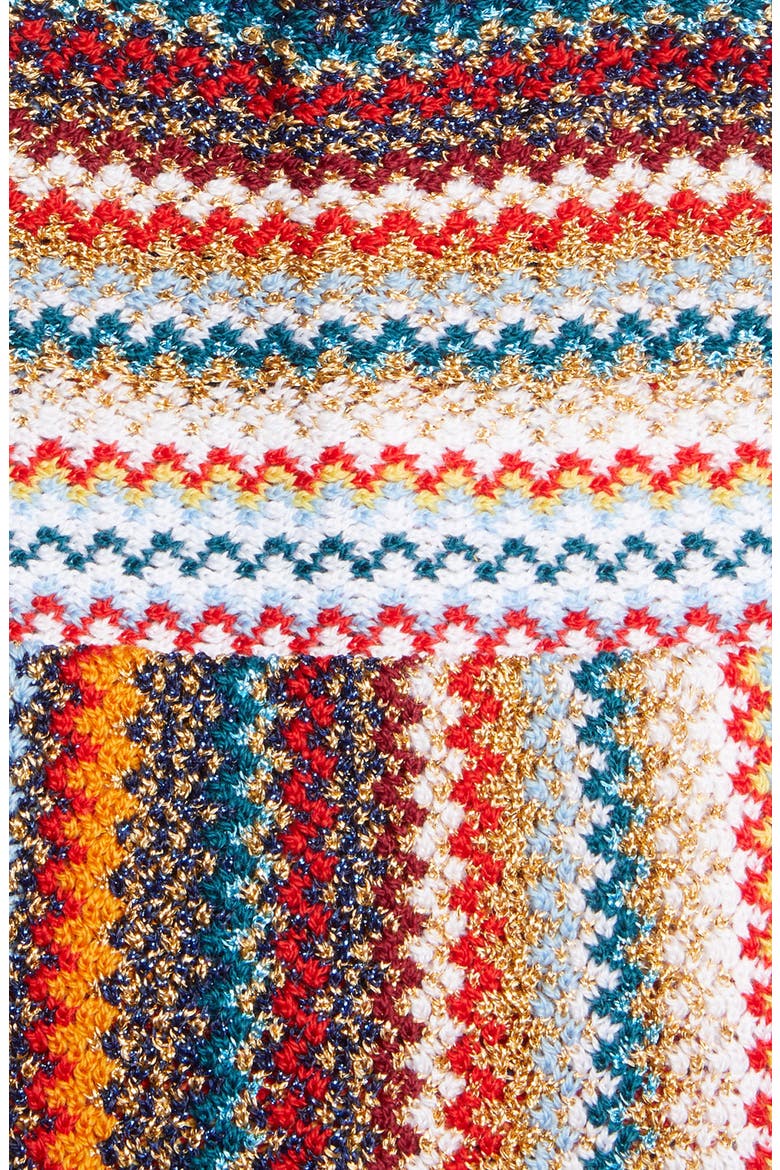 Metallic Zigzag Wool Blend Beanie, Alternate, color, MULTI ORANGE/ YELLOW