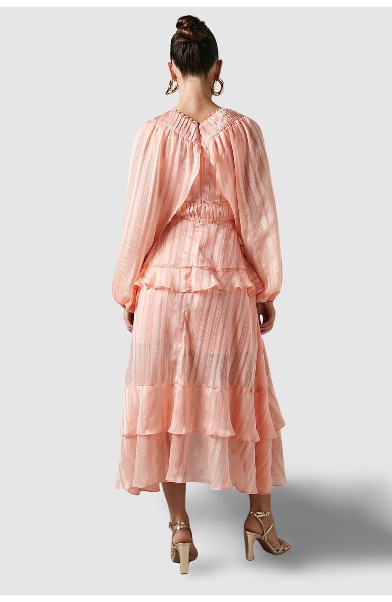 Coast Frill Midi Dress With Blouson Sleeve, Alternate, color, Apricot