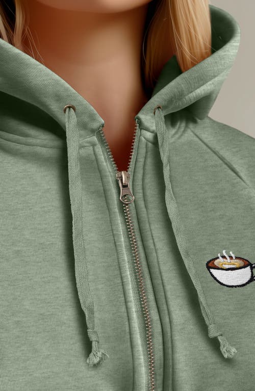 Dalix Cappuccino Zip Fleece Hoodie In Sage
