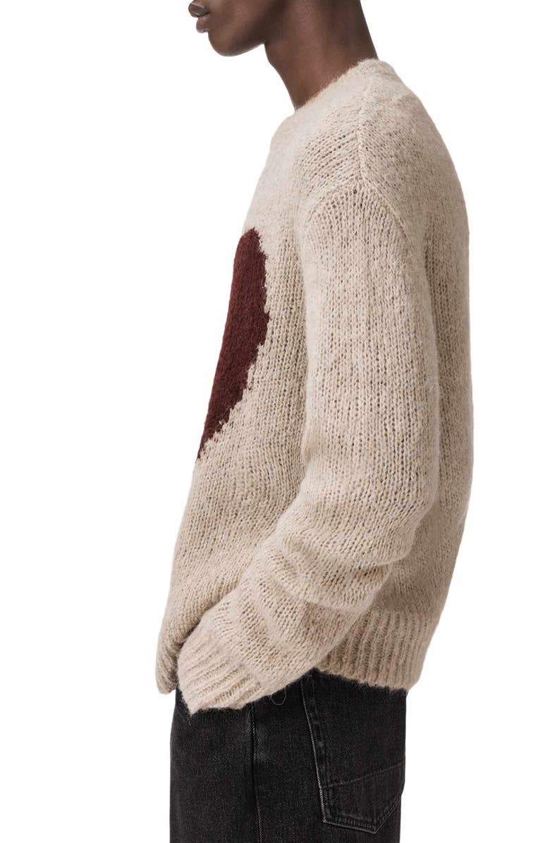 AllSaints Lover Intarsia Sweater, Alternate, color, Pebble Brown