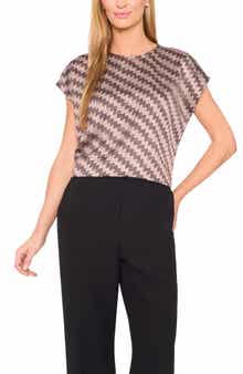 Halogen® Zigzag Dot Print Cap Sleeve Shell
