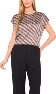 Halogen® Zigzag Dot Print Cap Sleeve Shell