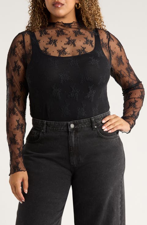 Sheer Lace Top (Plus)