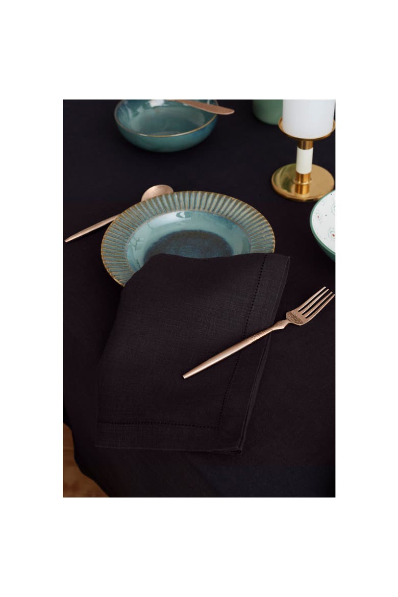 Linen Tablecloth - Sonoma Hemstitch, Alternate, color, Black