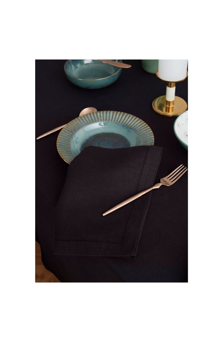 Solino Home Linen Tablecloth - Sonoma Hemstitch, Alternate, color, Black