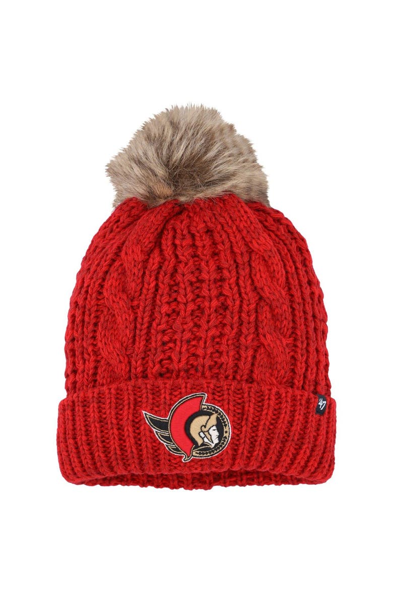 Women's '47 Red Ottawa Senators Meeko Cuffed Knit Hat with Pom, Main, color, Red
