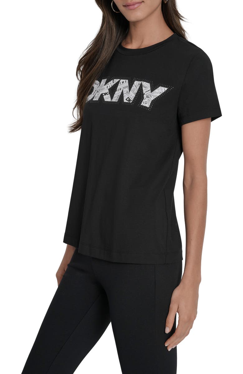 DKNY Newspaper Logo Graphic T-Shirt, Alternate, color, Black