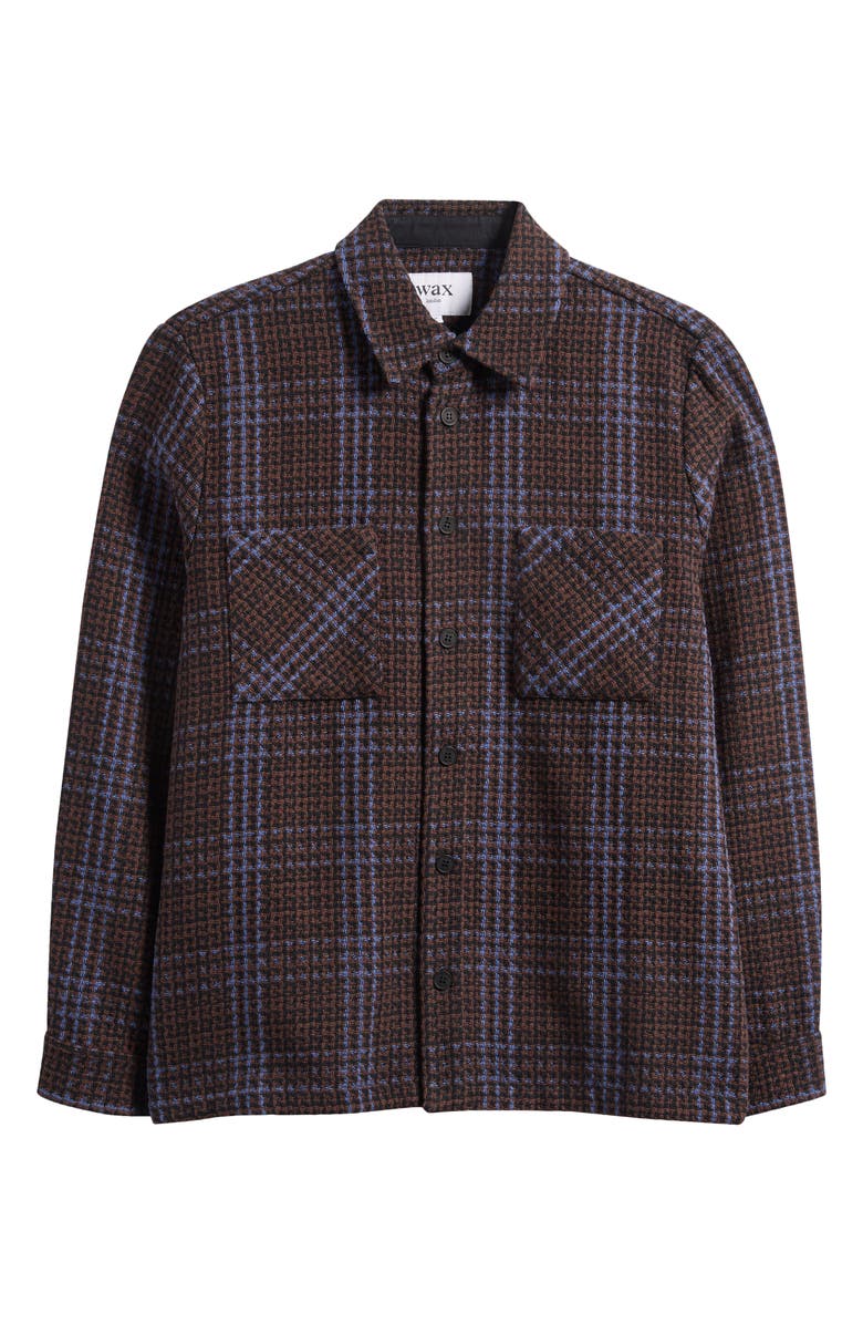 Wax London Whiting Plaid Recycled Cotton Blend Shirt Jacket, Main, color, Brown / Blue