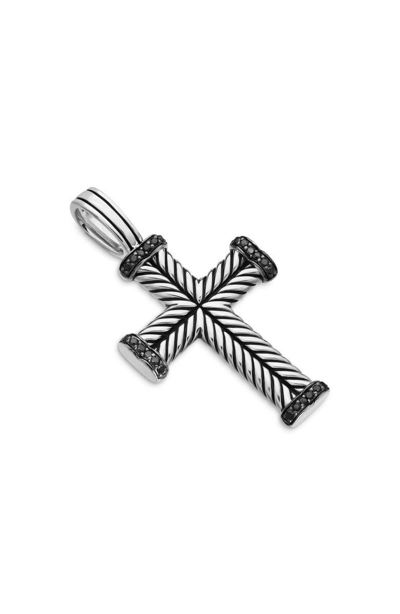 David Yurman Men's Chevron Cross Pendant, 33.5mm, Alternate, color, Silver/Black Diamond