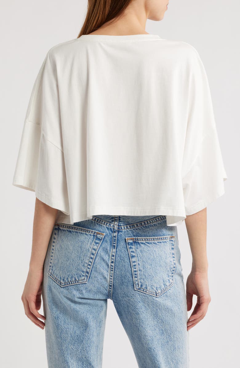 LoveShackFancy Angelle Lace EmbellishedCrop Cotton T-Shirt, Alternate, color,