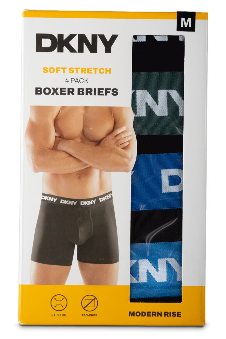 Soft Stretch Pack of 4 Boxer Briefs, Alternate, color, BLACK/EMERALD/BLUE
