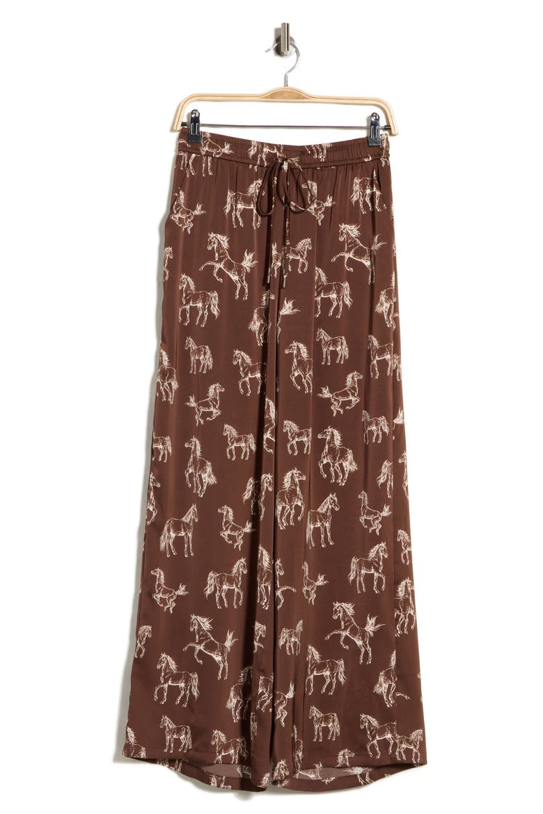 Horse Print Wide Leg Pants, Main, color, BROWN- IVORY HORSES