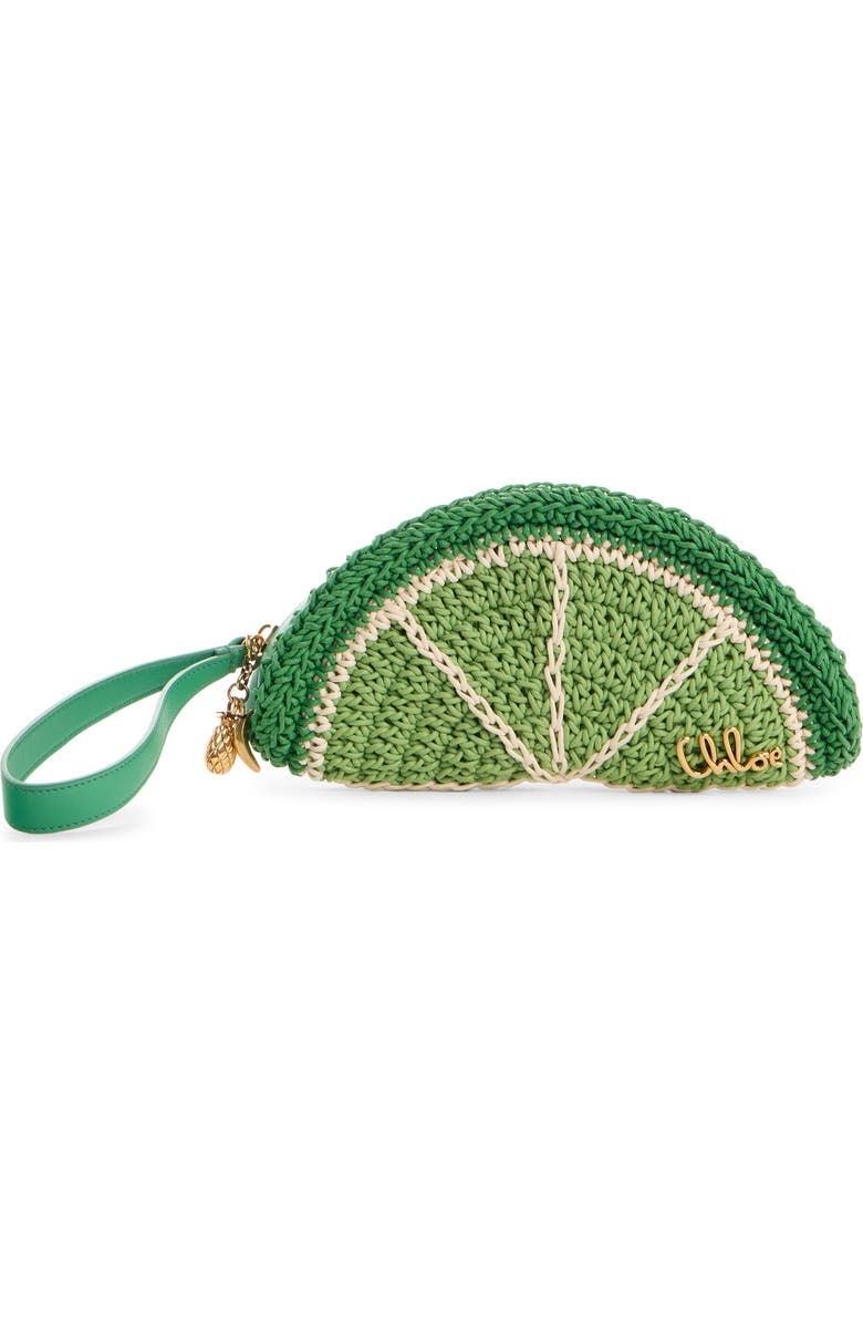 Chloé Tropicus Crocheted Wristlet, Main, color, Conifer Green