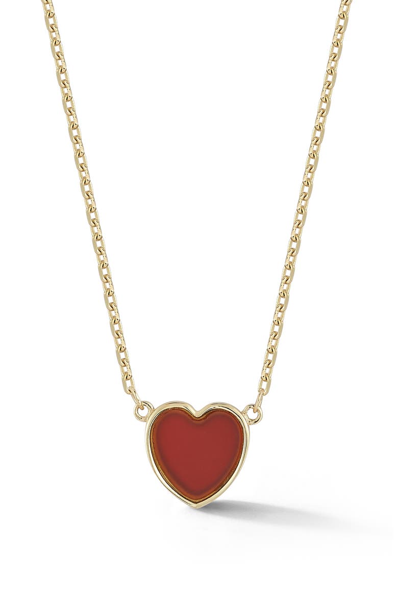 14K Gold Carnelian Heart Pendant Necklace, Main, color, GOLD
